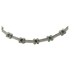 Vintage 18 Karat White Gold Emerald and Diamond Bracelet