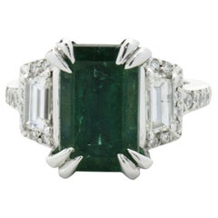 18 Karat White Gold Emerald and Diamond Cocktail Ring