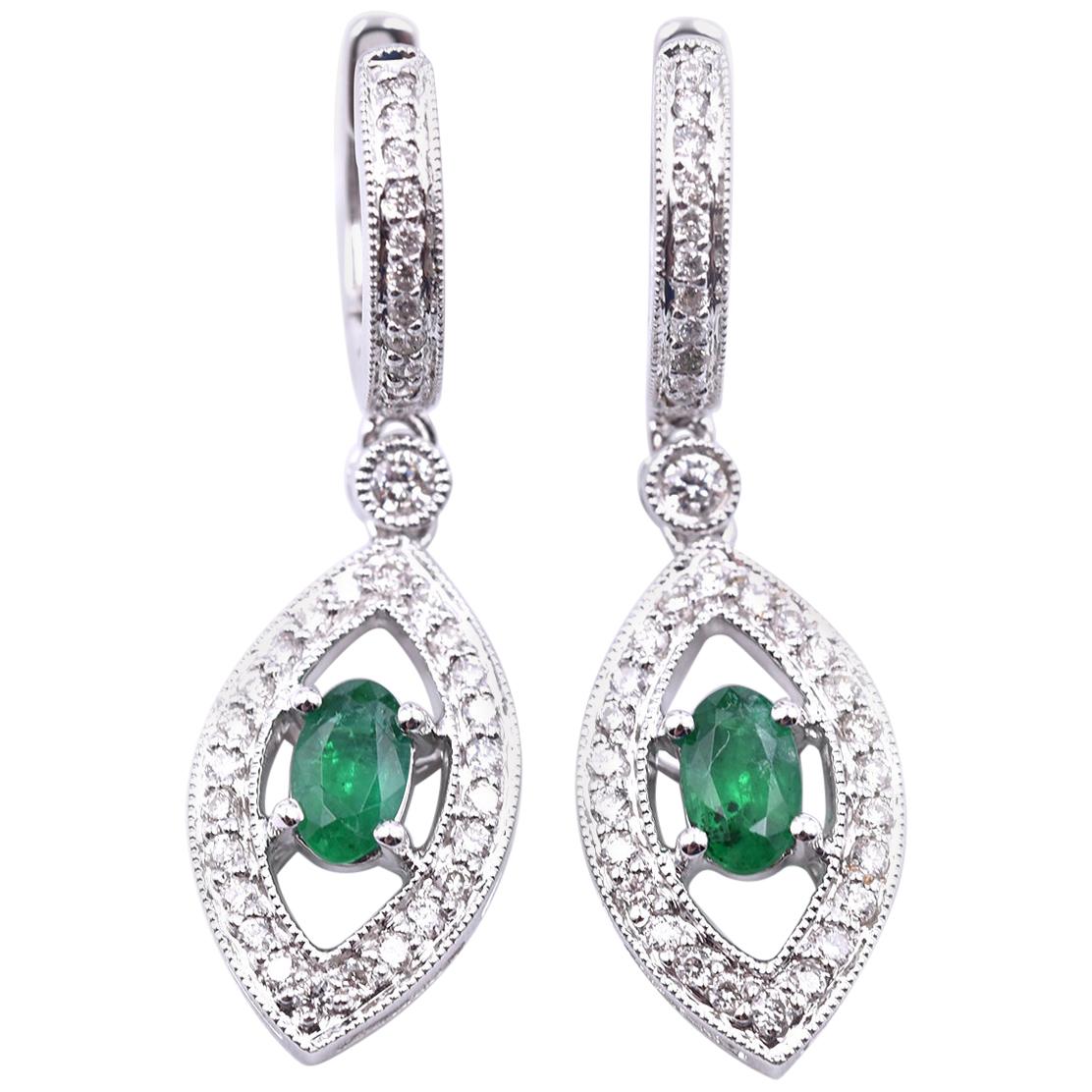 18th Century Spanish Emerald Gold Lazo Drop Earrings at 1stDibs