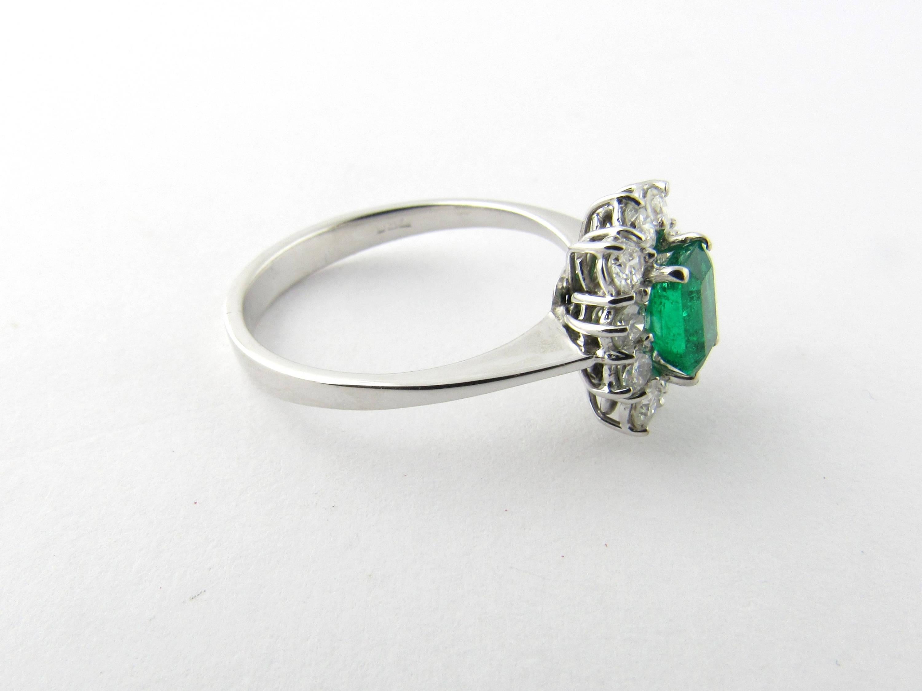 18 Karat White Gold Emerald and Diamond Ring 1