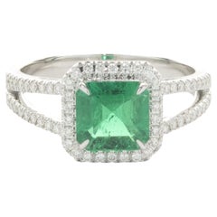 18 Karat White Gold Emerald and Diamond Ring