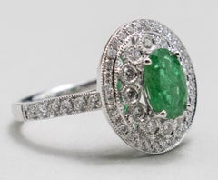 18 Karat White Gold Emerald and Diamond Statement Ring