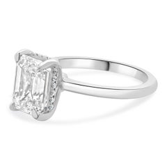 18 Karat White Gold Emerald Cut Diamond Engagement Ring