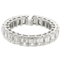 Bracelet d'éternité en or blanc 18 carats avec diamants taille émeraude
