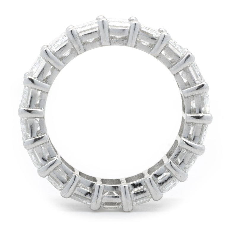 18 Karat White Gold Emerald Cut Diamond Eternity Band For Sale at 1stDibs