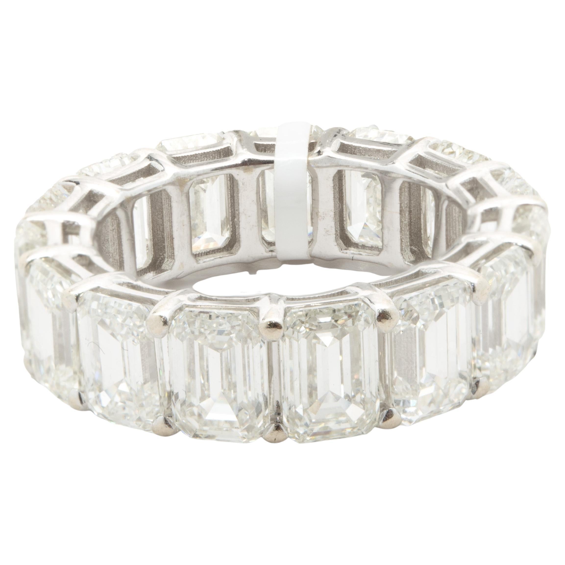 18 Karat White Gold Emerald Cut Diamond Eternity Band