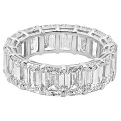 Bracelet d'éternité en or blanc 18 carats avec diamants taille émeraude