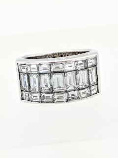 18 Karat White Gold Emerald Cut Diamond Wide Band 3 Carat VVS1/F