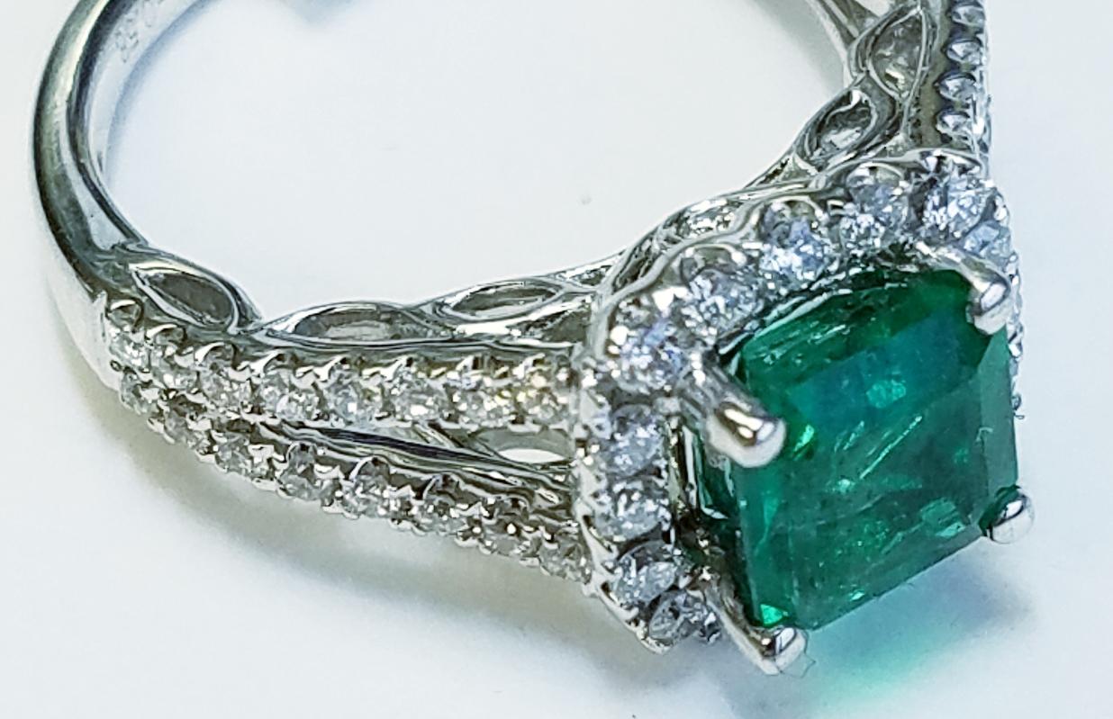 18k White Gold Emerald Cut Emerald and Diamond Ring
1.64 carats of Emeralds
0.58 carats of Diamonds
Emerald cut
18k white gold