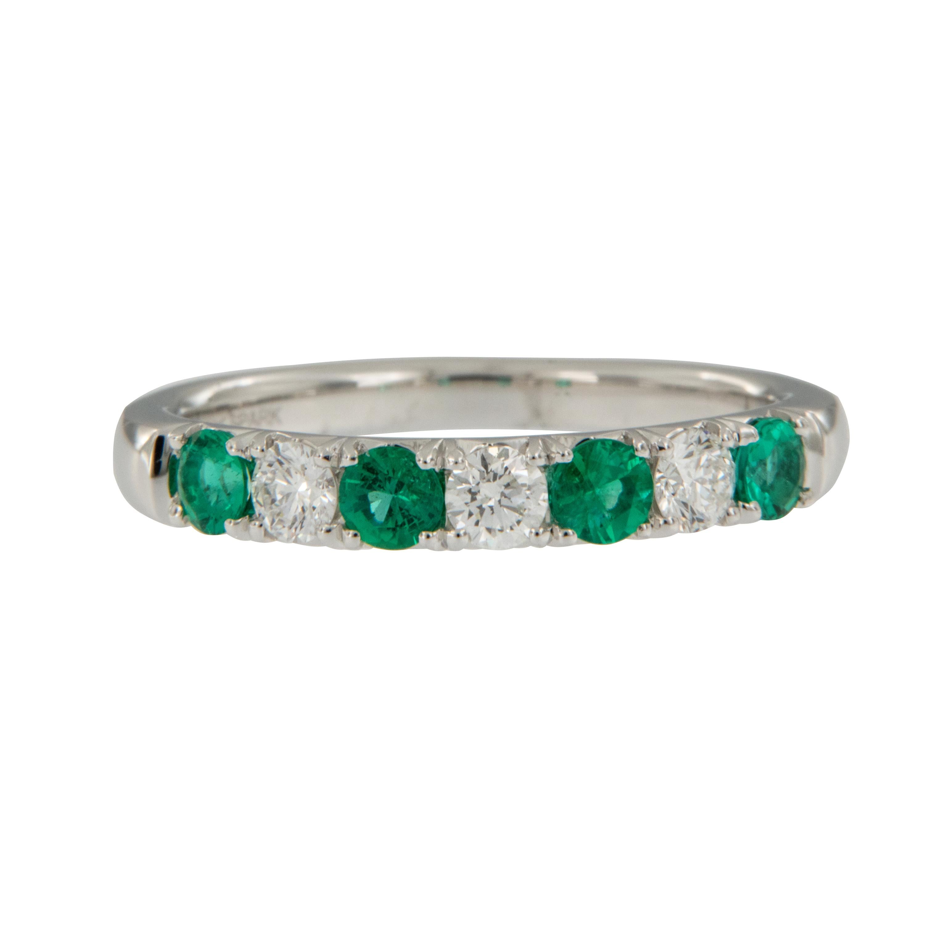 Spark is well known for making some of the most beautiful colored gemstone jewelry for the last 49 years. Crafted in fine 18 karat white gold with the brightest, greenest emeralds & beautiful white diamonds, this ring looks fantastic alone or