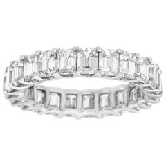 18 Karat White Gold Emerald Eternity Diamond Ring '4 1/2 Carat'