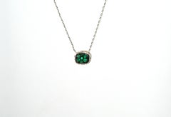 Collar de Diamantes Trapiche Esmeralda de Oro Blanco de 18 Kilates