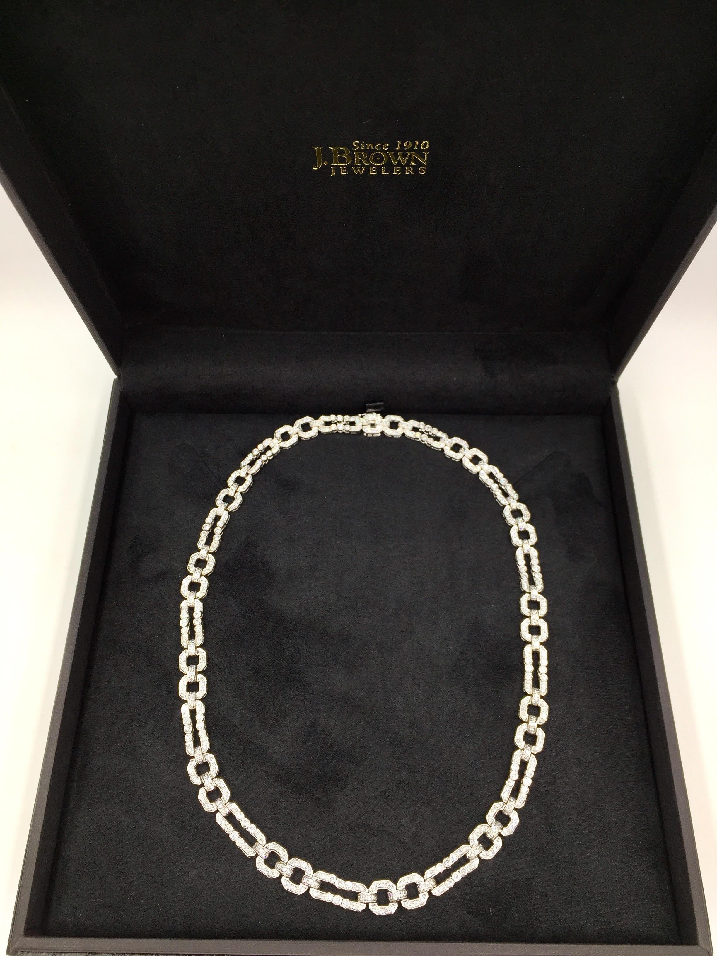 18 Karat White Gold Endless Diamond Link Necklace 4
