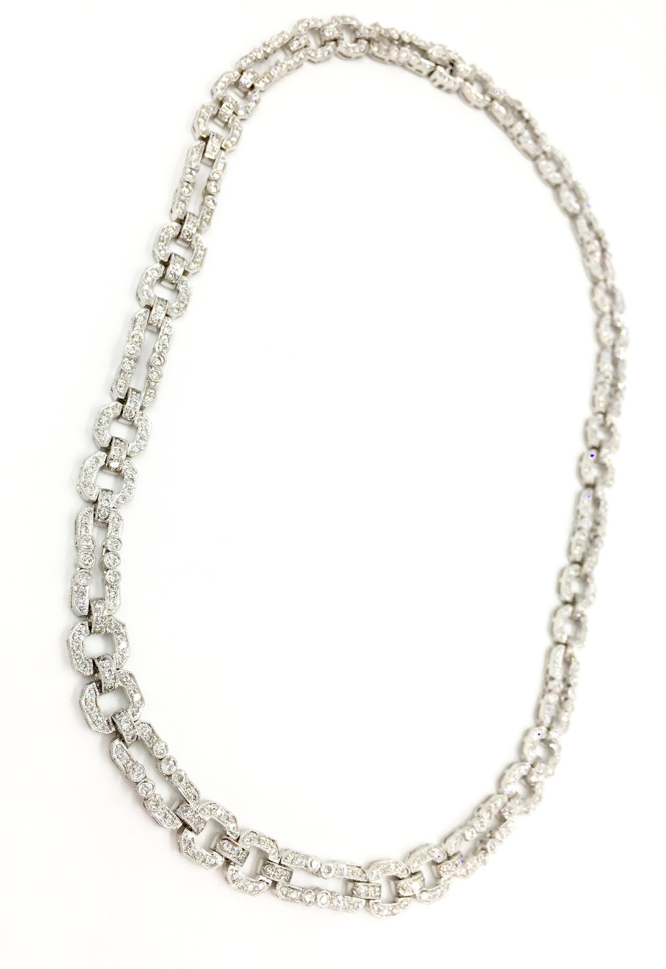 Women's 18 Karat White Gold Endless Diamond Link Necklace