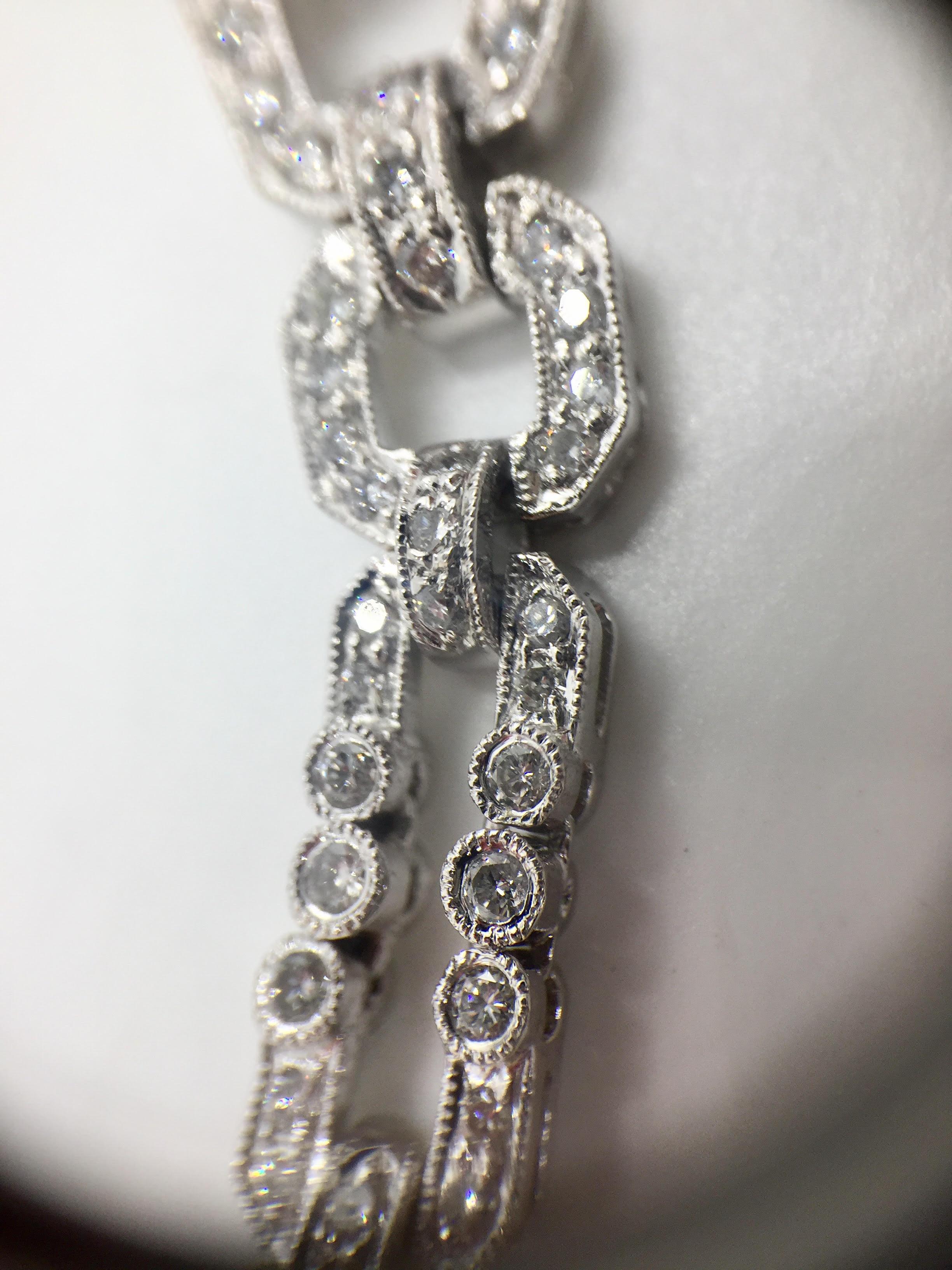 18 Karat White Gold Endless Diamond Link Necklace 3