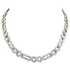 18 Karat White Gold Endless Diamond Link Necklace