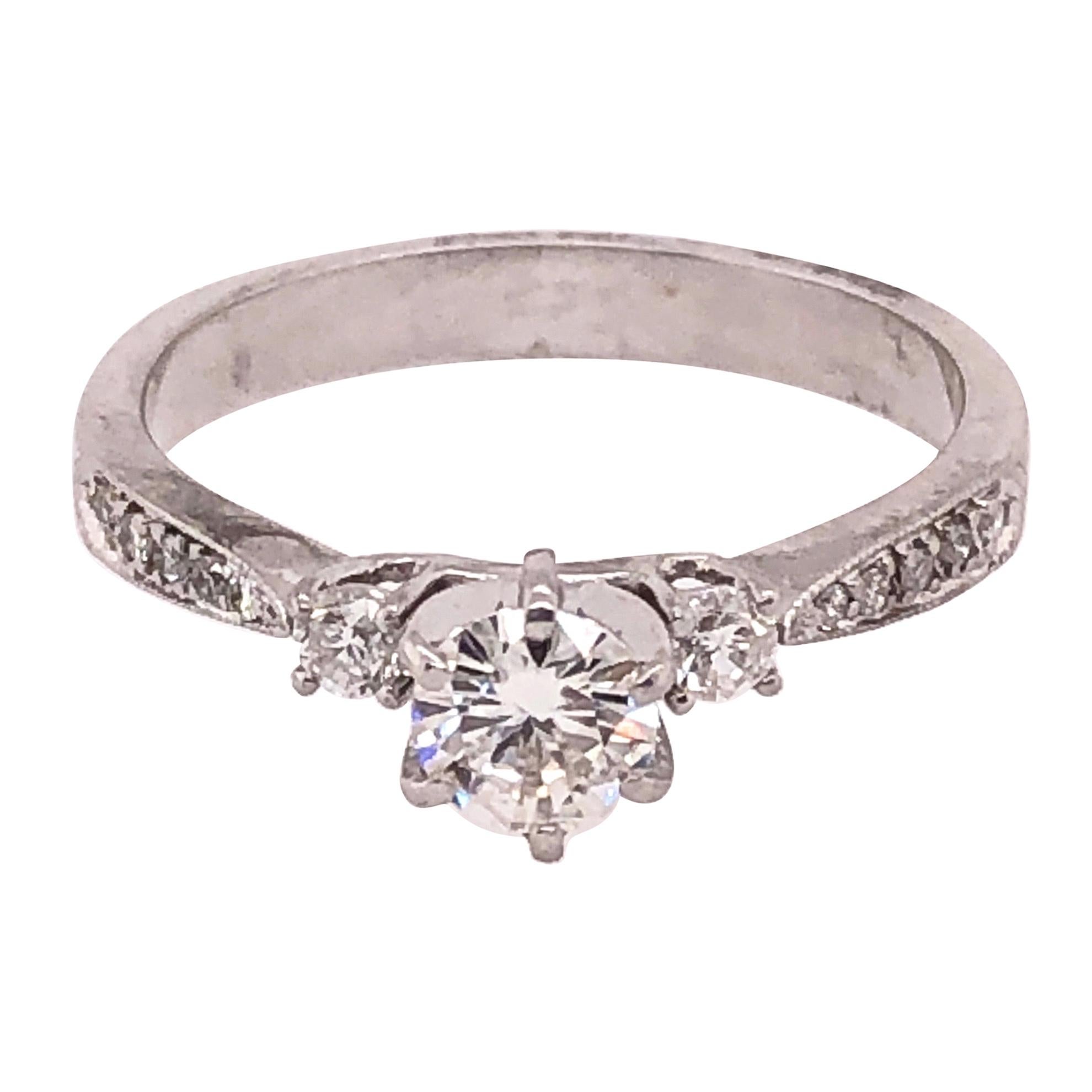 18 Karat White Gold Engagement Ring 1.00 Total Diamond Weight For Sale