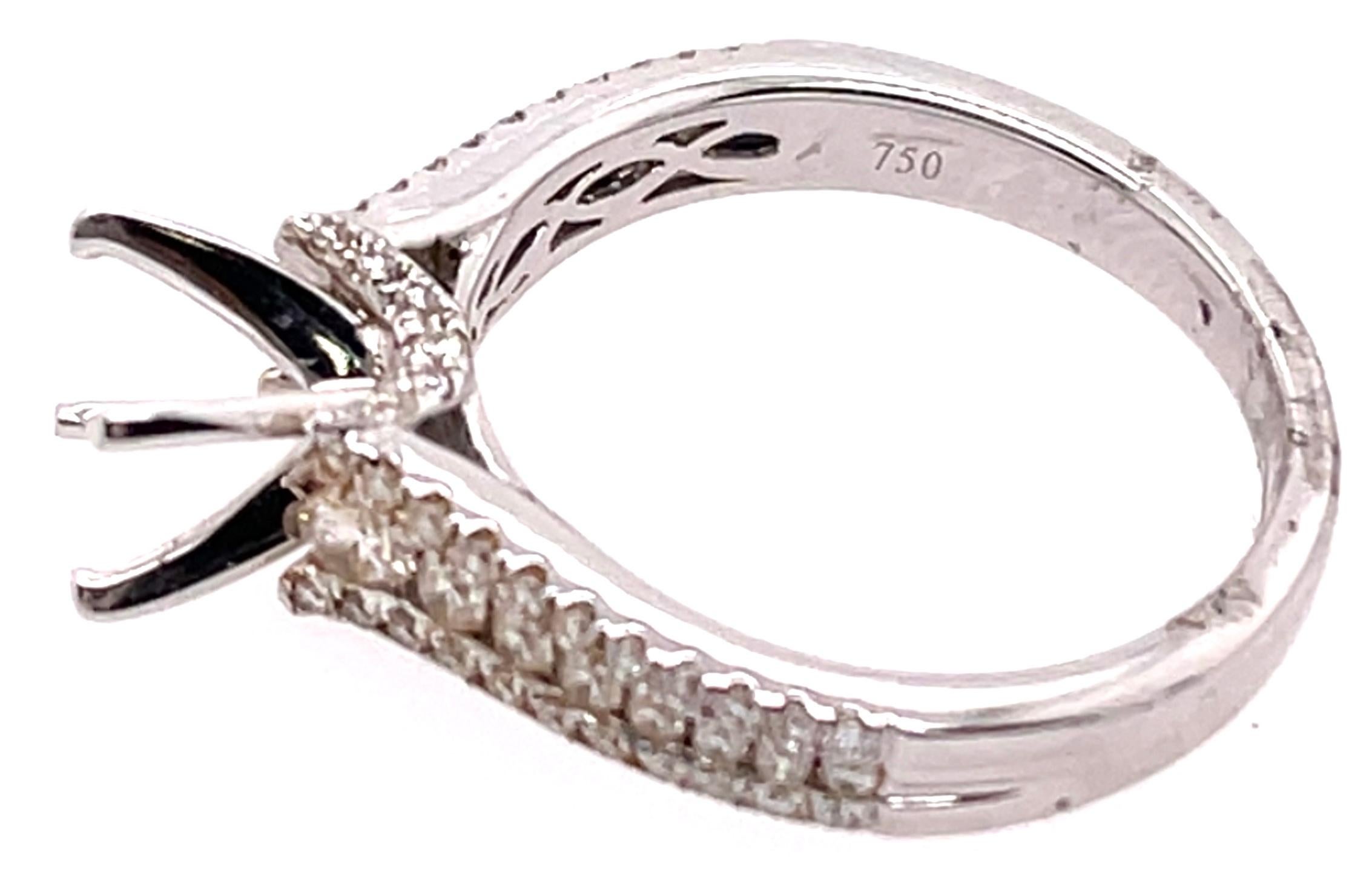 Contemporary 18 Karat White Gold Engagement Ring Setting with Three Tier Accent Diamond Band For Sale