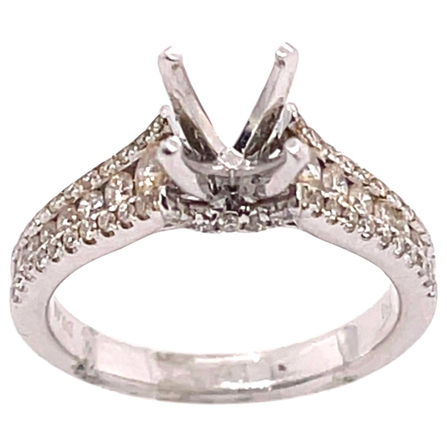 18 Karat White Gold Engagement Ring Setting with Three Tier Accent Diamond Band For Sale