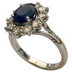 18 Karat White Gold Entourage Ring, Sapphire-Diamonds, Belgium, 1960