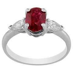 18 Karat White Gold Estate 1.5 Carat Ruby Diamond Ring