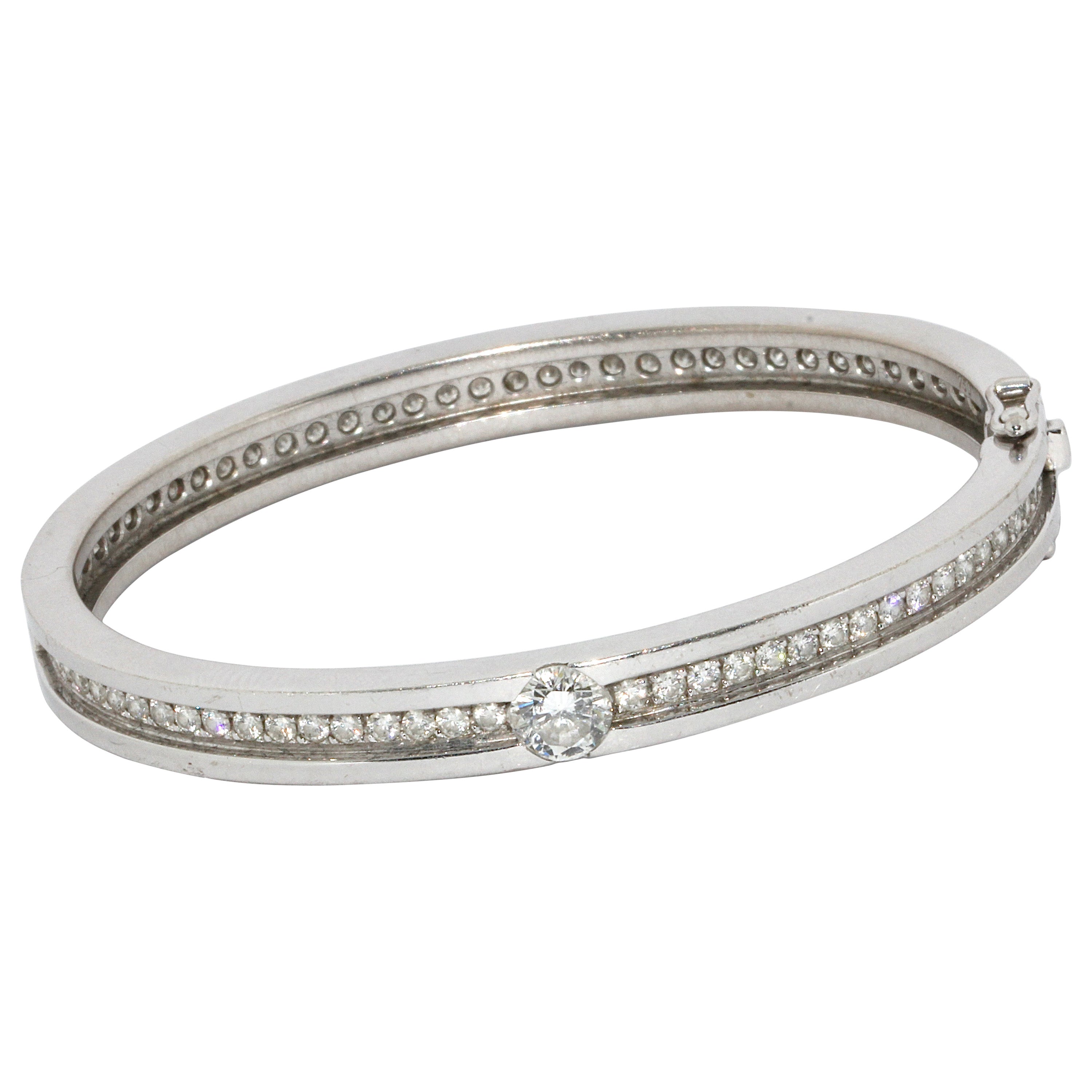 Pulsera Eternity de Oro Blanco de 18 Kilates, Conjunto de Pulsera con Diamantes Blancos