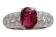 18 Karat White Gold Eternity Ring Diamonds 3.03ct Vivid Red Ruby GRS Certifified