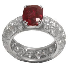 18 Karat Weißgold Eternity-Ring mit Diamanten 3,03 Karat lebhaftem rotem Rubin, GRS-zertifiziert
