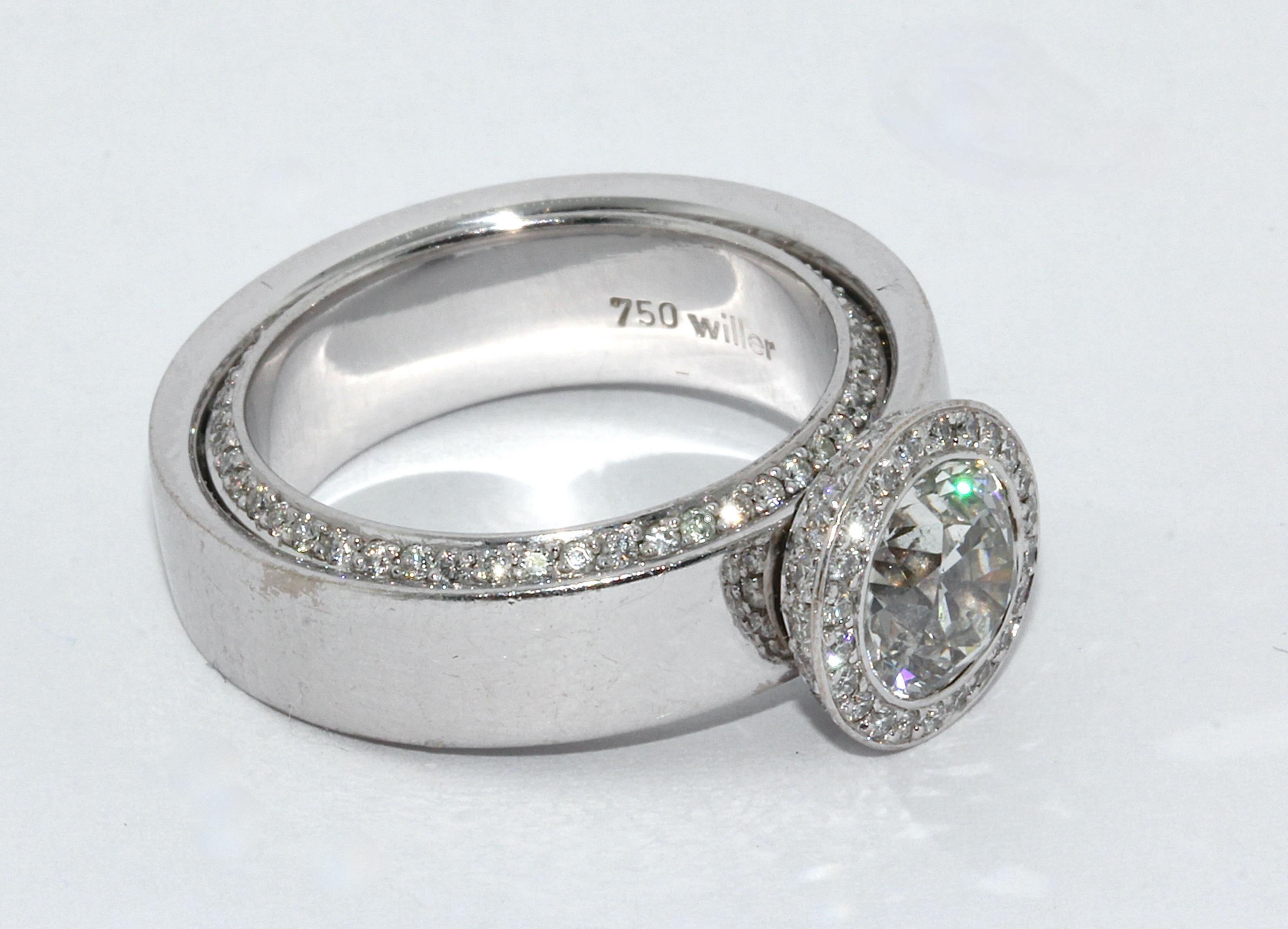 Modern 18 Karat White Gold Eternity Solitaire Diamond Ring For Sale