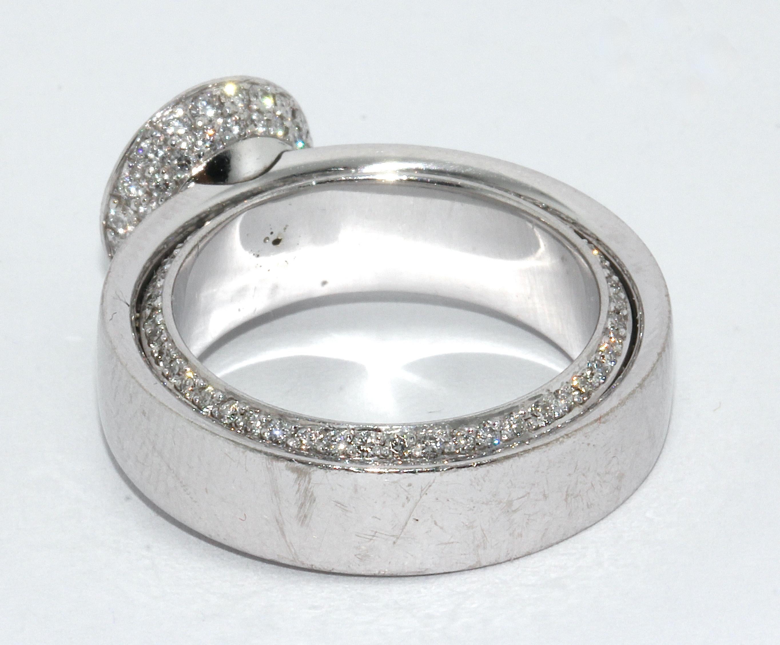 Round Cut 18 Karat White Gold Eternity Solitaire Diamond Ring For Sale