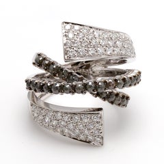 18 Karat White Gold Fancy Black Diamond Cocktail Ring