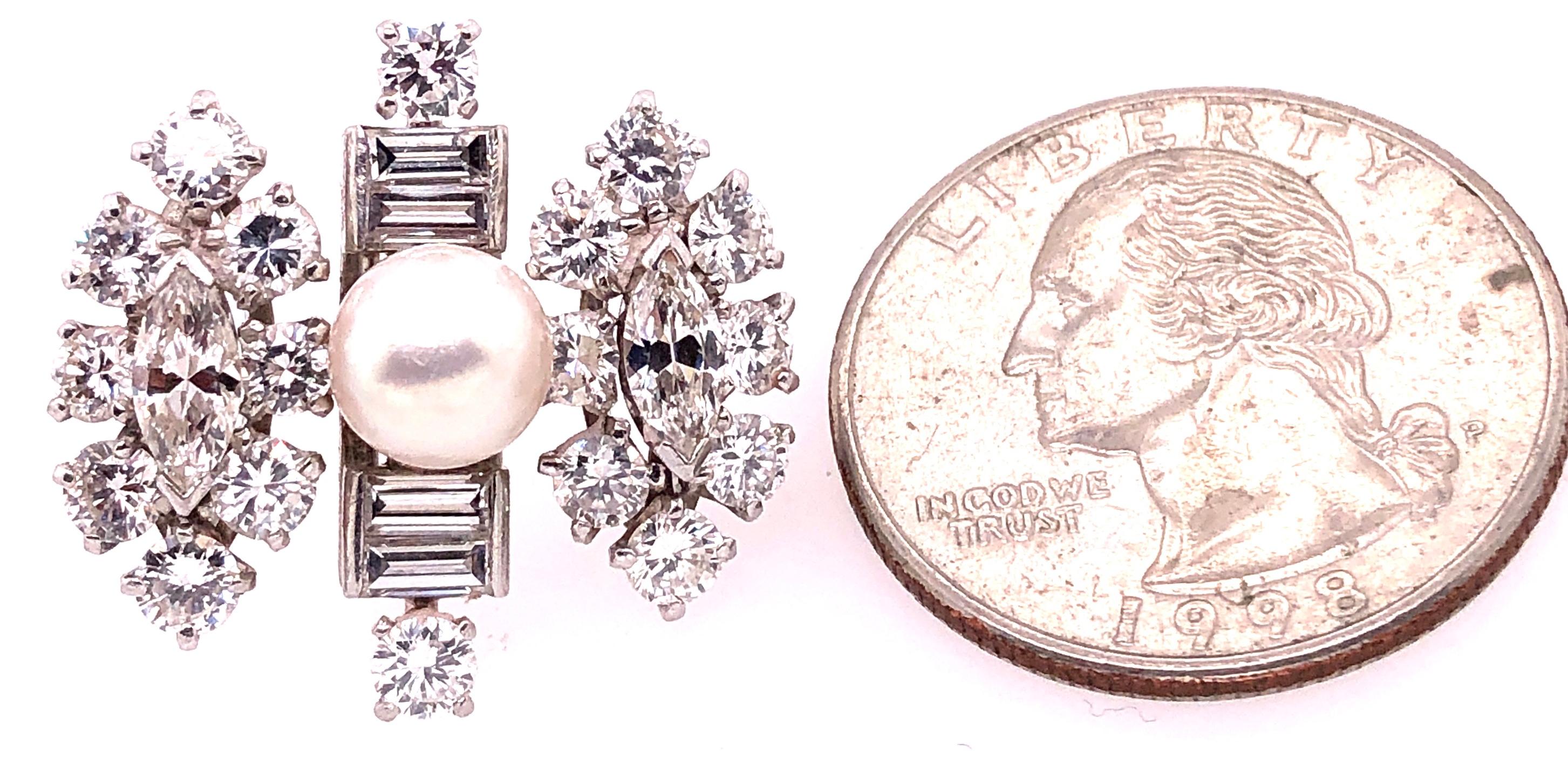 18 Karat White Gold Fancy Diamond Earrings with Pearl For Sale 5