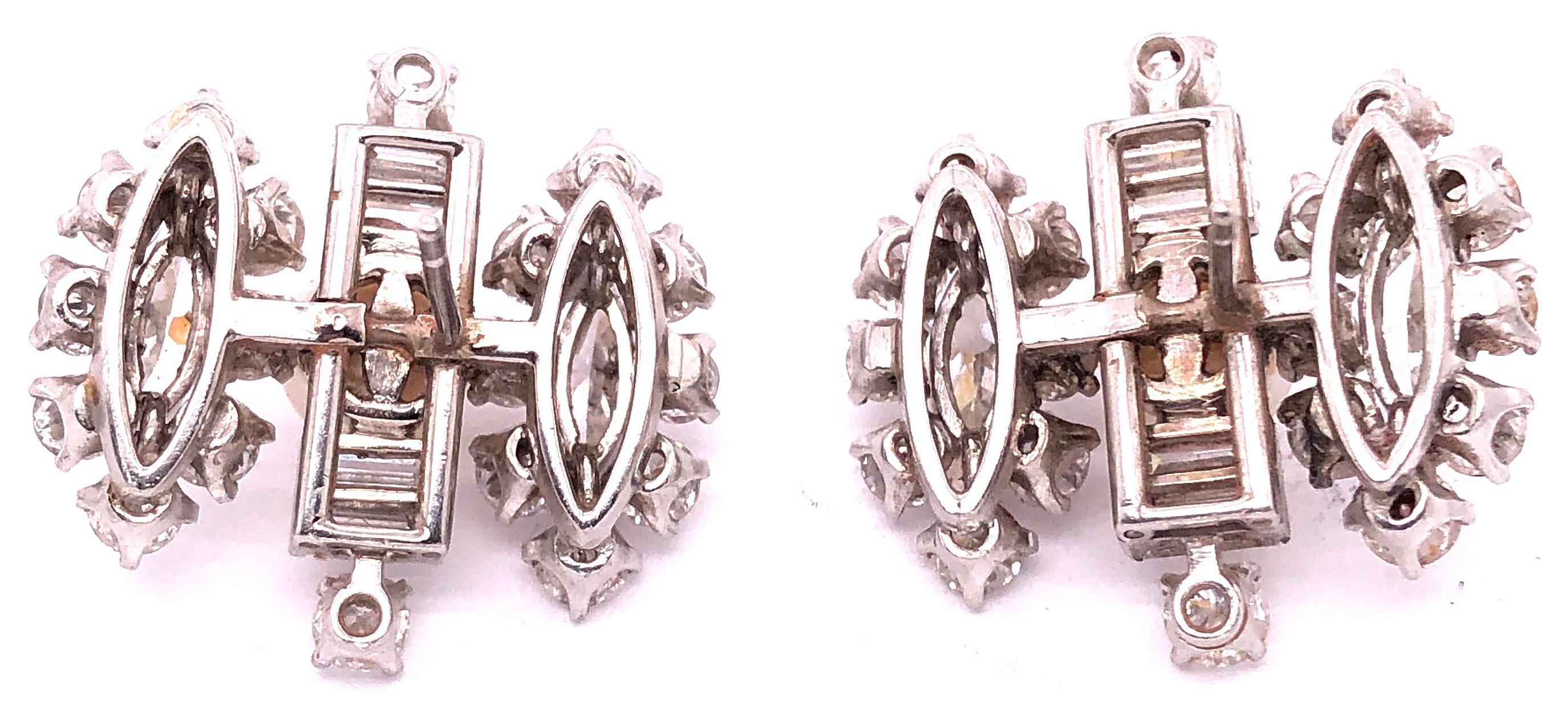 18 Karat White Gold Fancy Diamond Earrings with Pearl For Sale 2