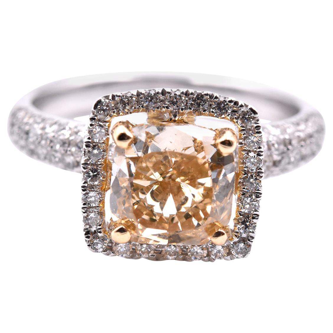 18 Karat White Gold Fancy Diamond Engagement Ring For Sale