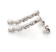 18 Karat Gold Fancy Emerald, Marquise, Pear Cut 1/4 Carat Ech Diamond Earring