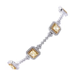 18 Karat White Gold Fancy Yellow Diamond Bracelet