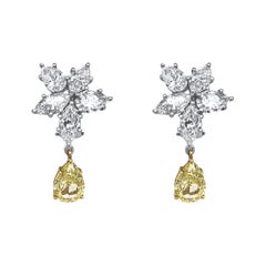 18 Karat White Gold Fancy Yellow and White Diamond