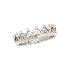 Vintage 18 Karat White Gold Fashion or Wedding Ring with 0.15 Carat Diamonds