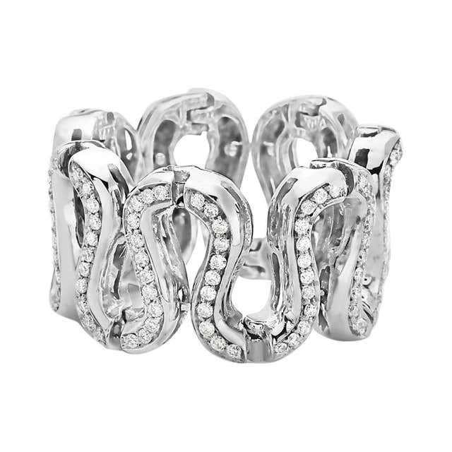 18 Karat White Gold Diamond Pave Ring Pinky Unisex For Sale at 1stDibs