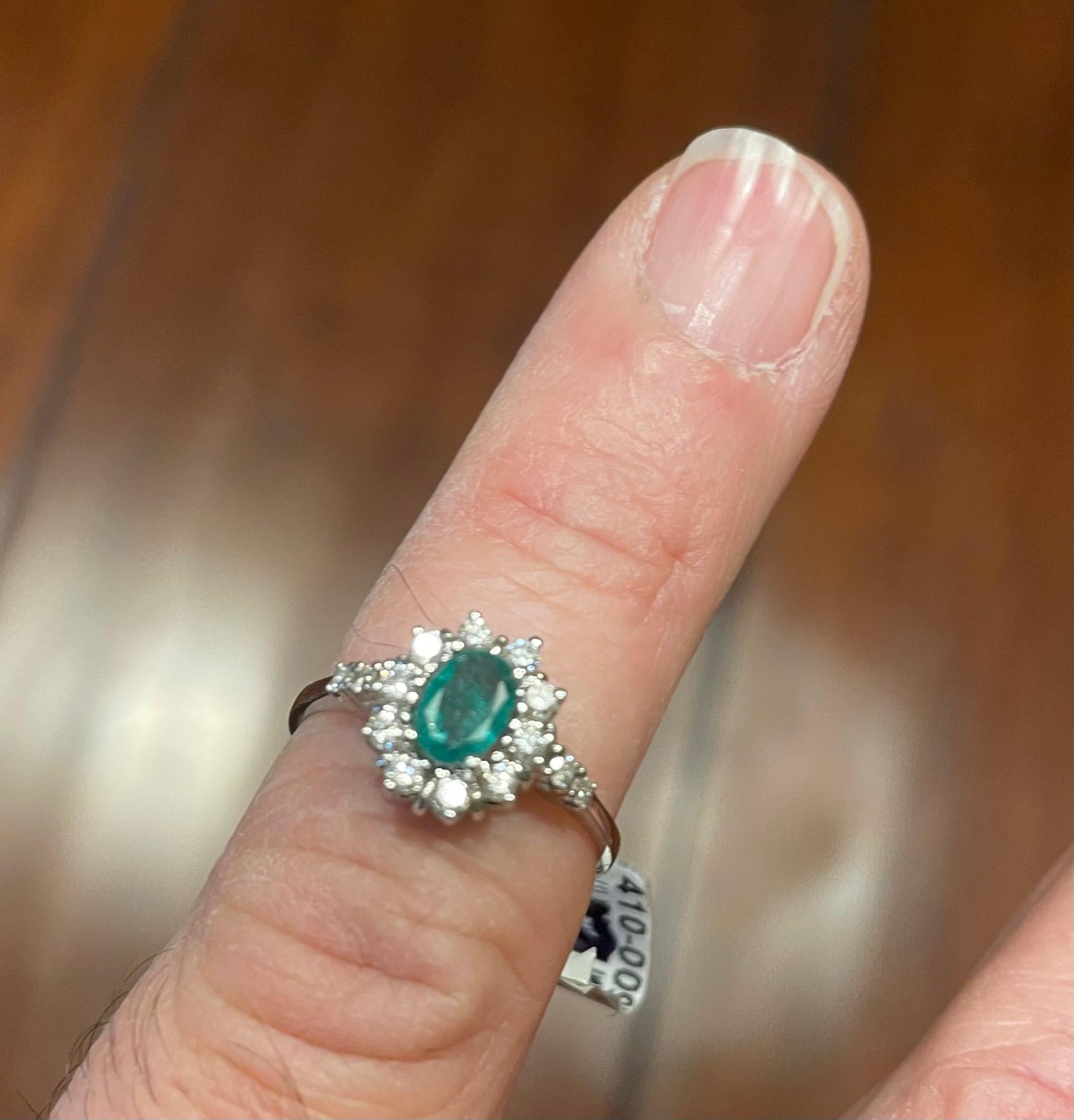 18 Karat White Gold Fashion Wempe Emerald and Diamond Ring For Sale 3