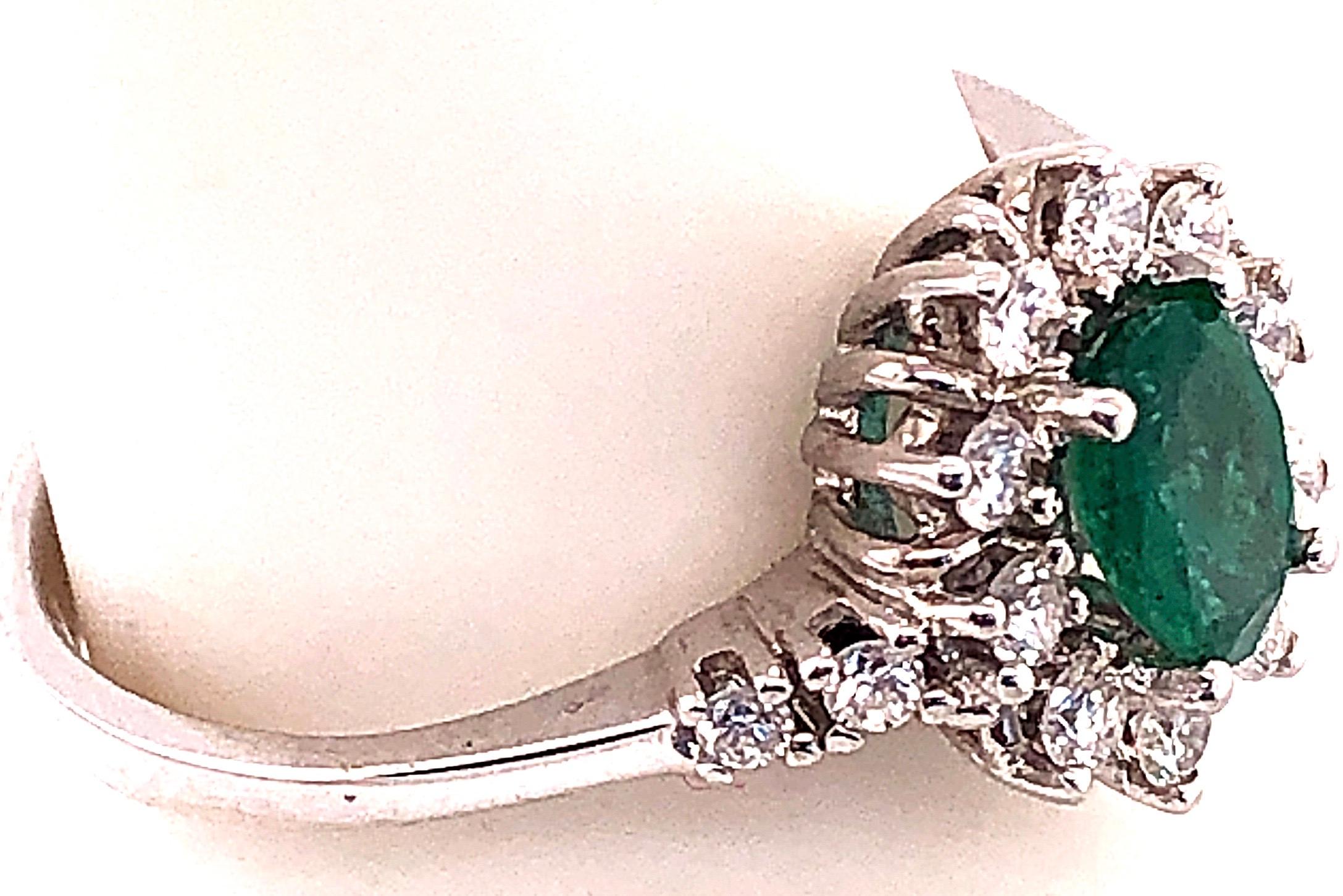 Modern 18 Karat White Gold Fashion Wempe Emerald and Diamond Ring For Sale