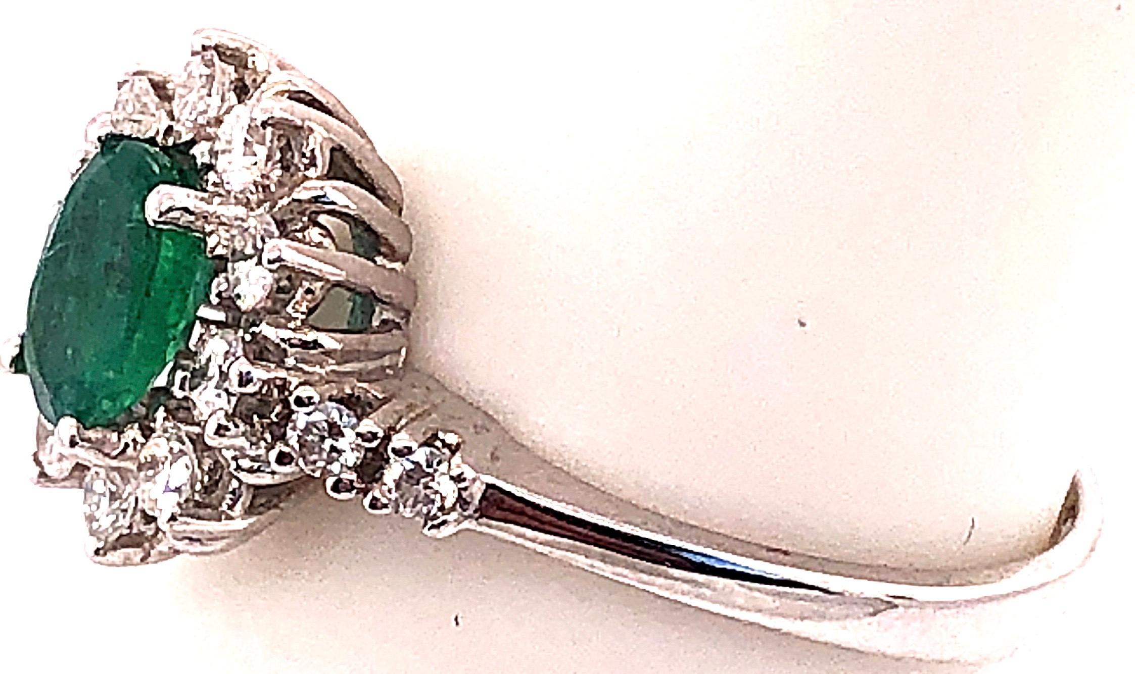 18 Karat White Gold Fashion Wempe Emerald and Diamond Ring In Good Condition For Sale In Stamford, CT