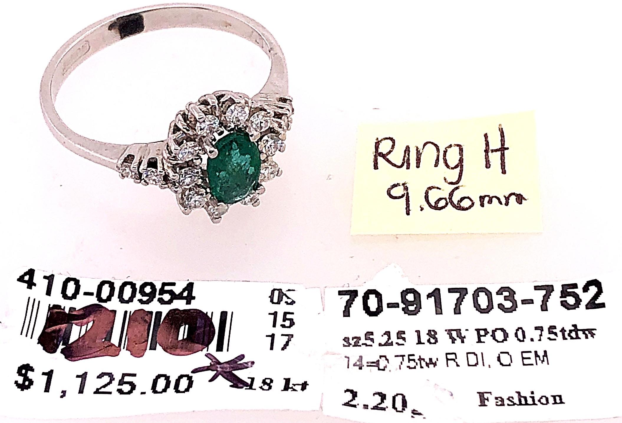 18 Karat White Gold Fashion Wempe Emerald and Diamond Ring For Sale 1