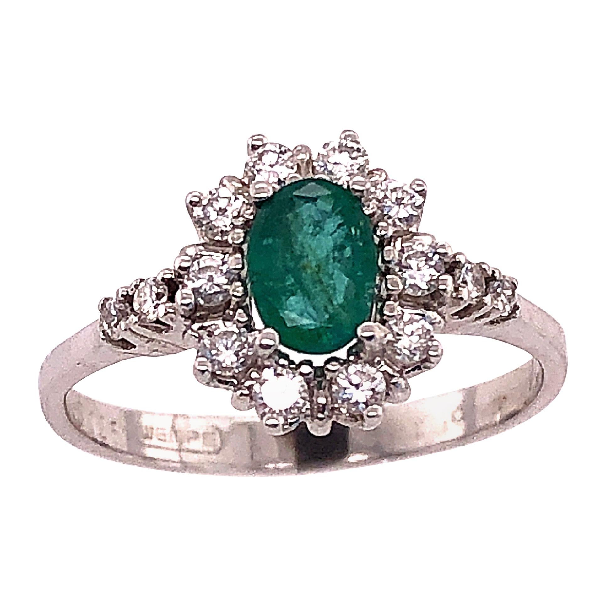 18 Karat White Gold Fashion Wempe Emerald and Diamond Ring