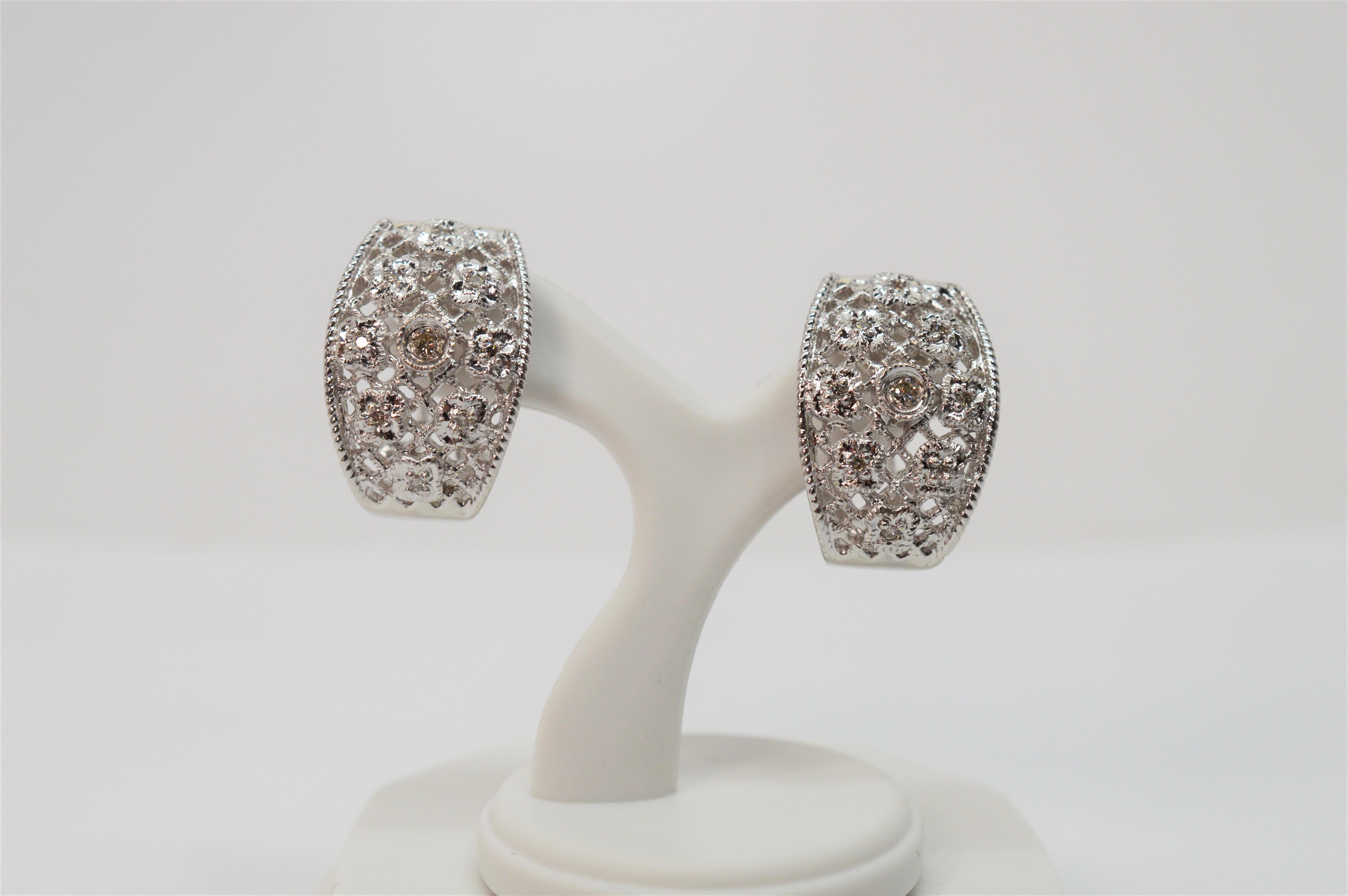 white gold filigree earrings
