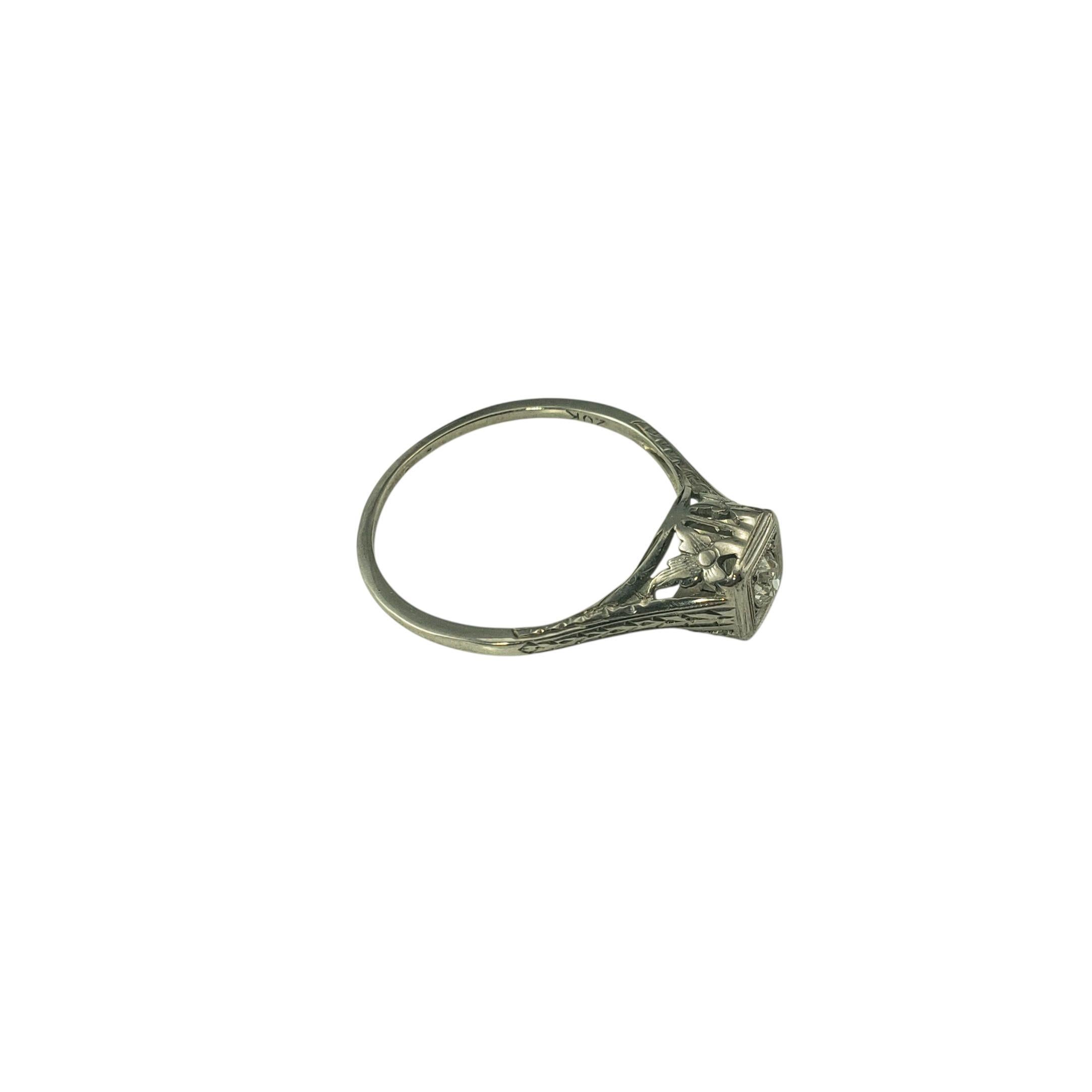 Old European Cut 18 Karat White Gold Filigree Diamond Engagement Ring Size 7.25 #22572 For Sale