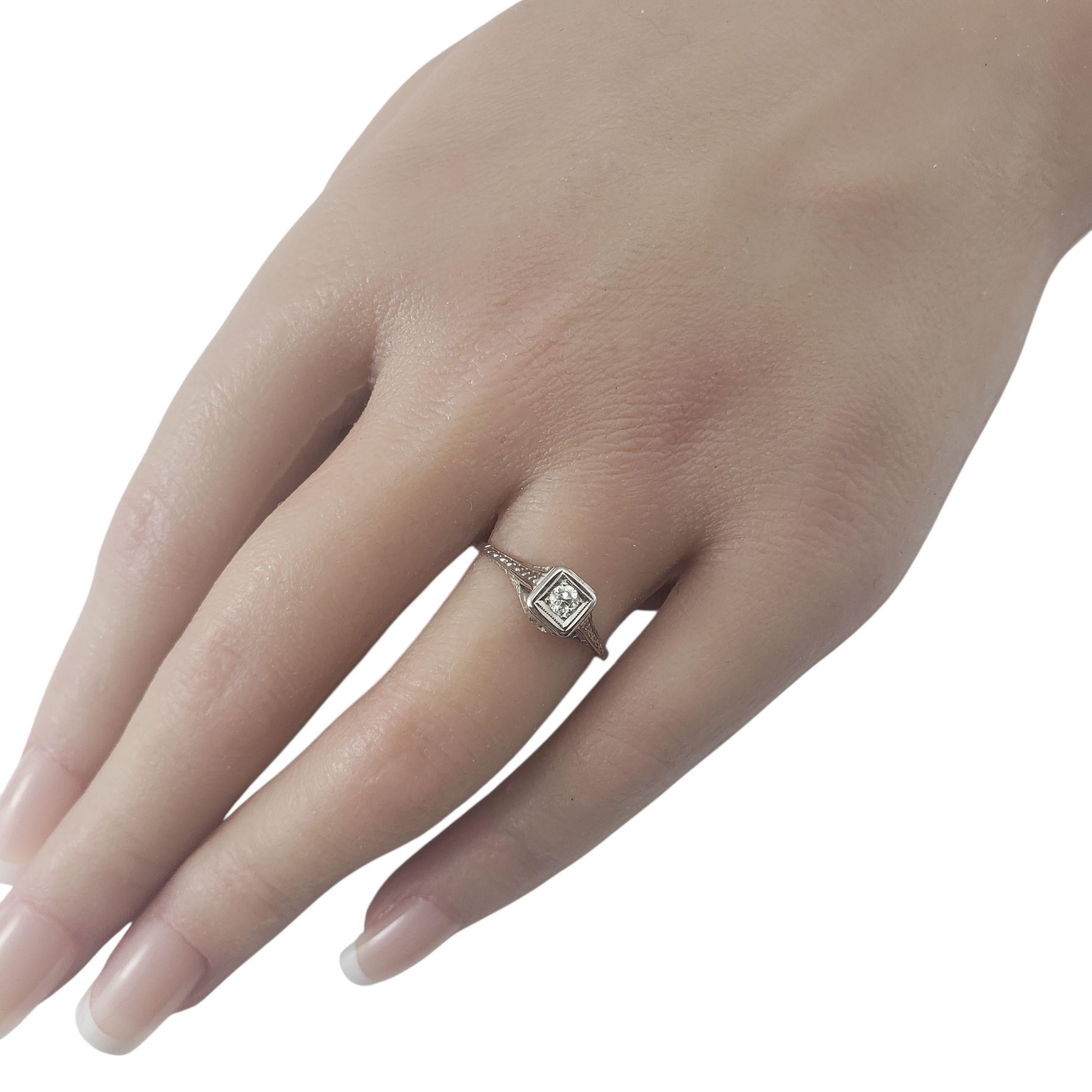 Women's 18 Karat White Gold Filigree Diamond Engagement Ring Size 7.25 #22572 For Sale