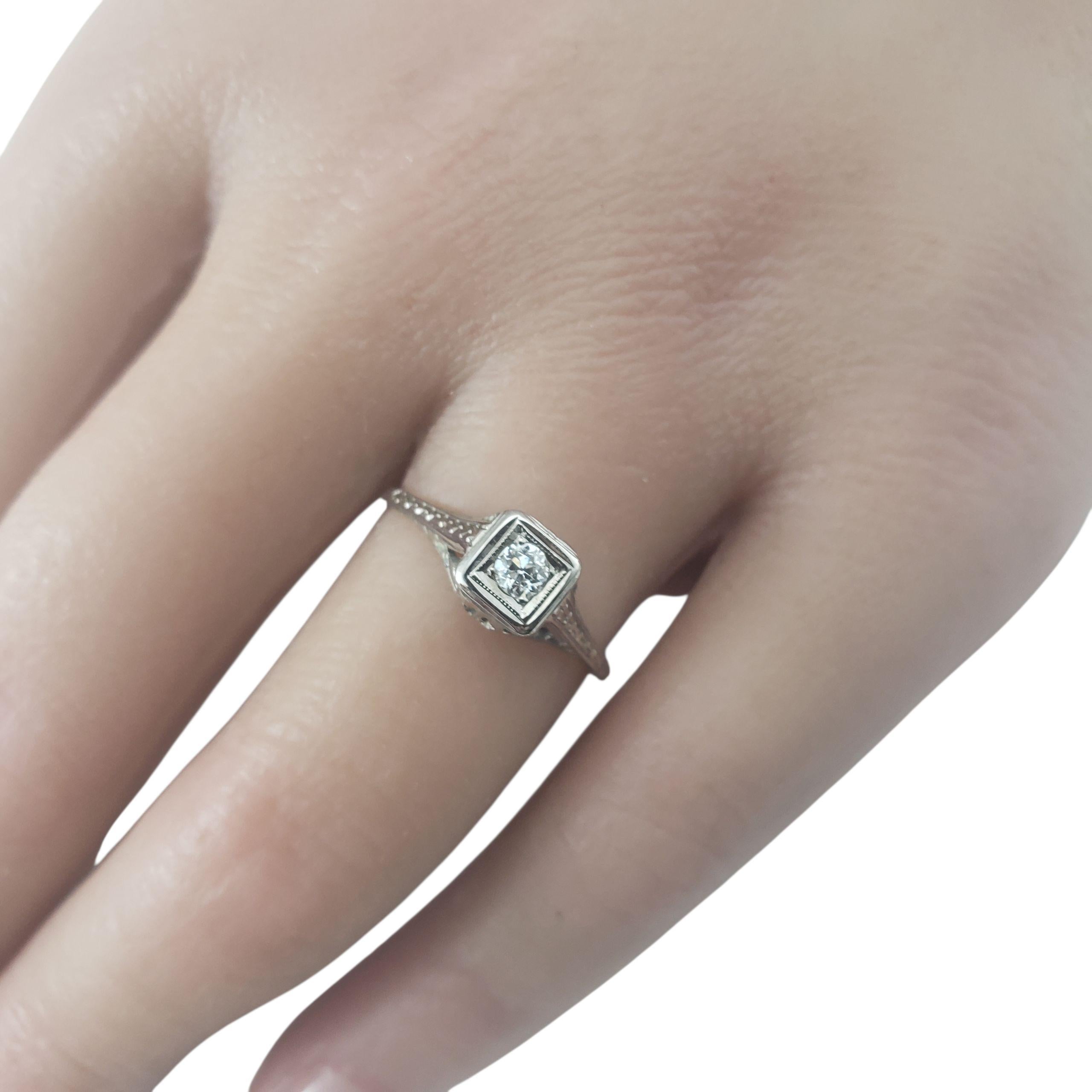 18 Karat White Gold Filigree Diamond Engagement Ring Size 7.25 #22572 For Sale 1
