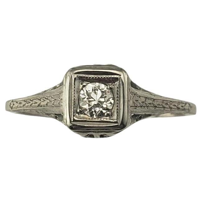 18 Karat White Gold Filigree Diamond Engagement Ring Size 7.25 #22572