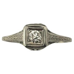 18 Karat White Gold Filigree Diamond Engagement Ring Size 7.25 #22572